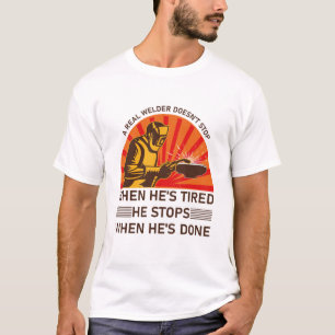 Grappig lassen, een echte lasser stopt niet t-shirt