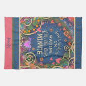 Grappig last minute citaat Floral hart naam Theedoek (Horizontaal)