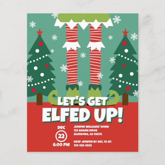 Grappig laten krijgen elfed omhoog Kerstmis partij Flyer (Voorkant)