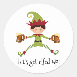 Grappig Laten we Elfed omhoog Elf Kerstmis Ronde Sticker