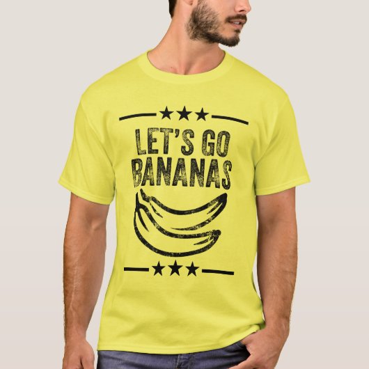Grappig Laten we gaan Bananas Distressed Grunge T-shirt (Voorkant)