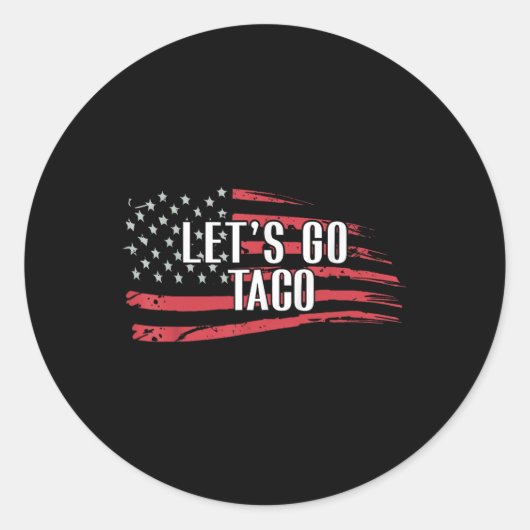 Grappig Laten we gaan Taco USA Vlag Ronde Sticker (Voorkant)