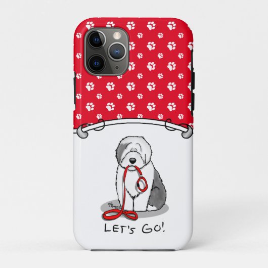 Grappig, laten we gaan! Walk Old English Sheepdog Case-Mate iPhone Case (Achterkant)