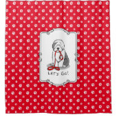 Grappig, laten we gaan! Walk Old English Sheepdog Douchegordijn (Voorkant)