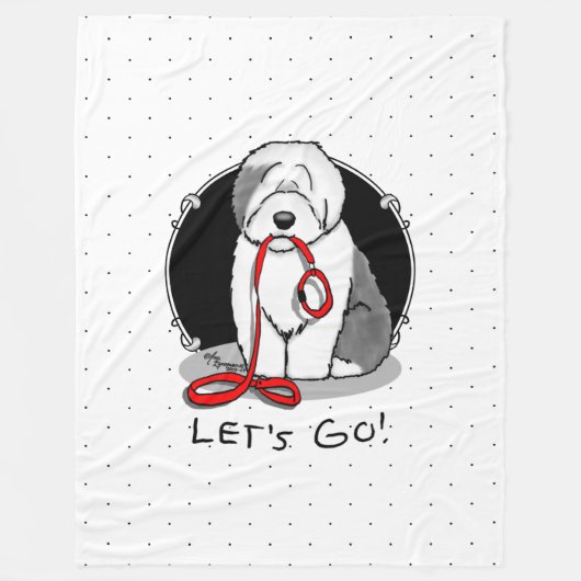 Grappig, laten we gaan! Walk Old English Sheepdog Fleece Deken (Voorkant)