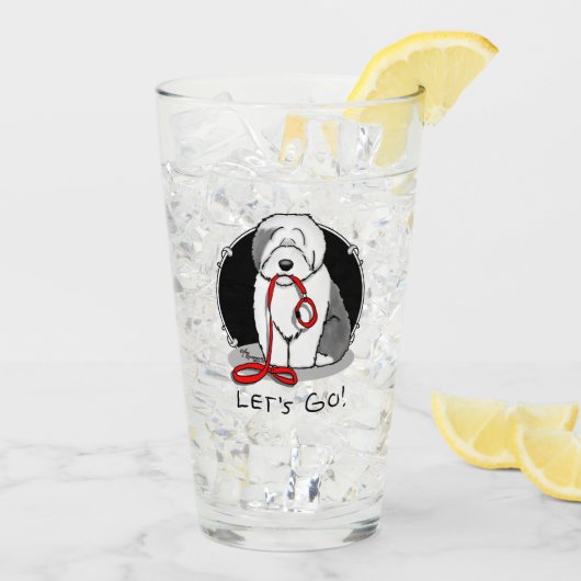 Grappig, laten we gaan! Walk Old English Sheepdog  Glas (Achterkant ijs)