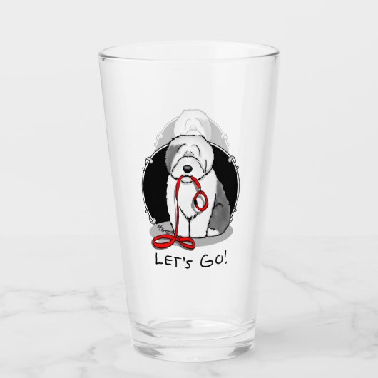 Grappig, laten we gaan! Walk Old English Sheepdog  Glas (Voorkant)