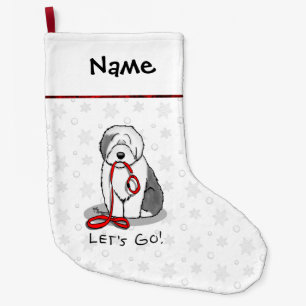 Grappig, laten we gaan! Walk Old English Sheepdog  Grote Kerstsok