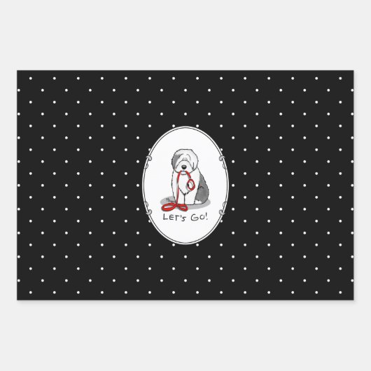 Grappig, laten we gaan! Walk Old English Sheepdog Inpakpapier Vel (Voorkant 2)