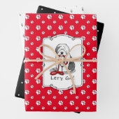 Grappig, laten we gaan! Walk Old English Sheepdog  Inpakpapier Vel (In situ)