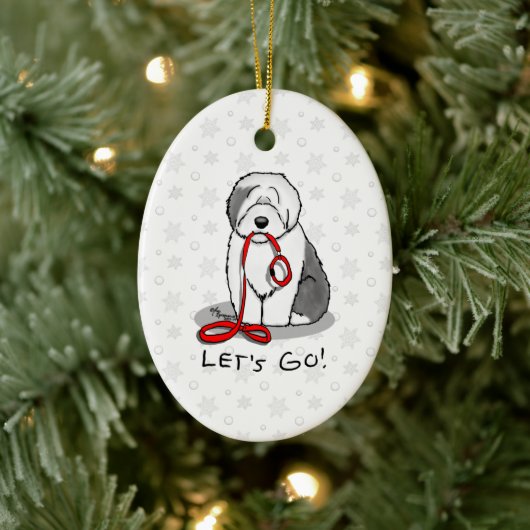 Grappig, laten we gaan! Walk Old English Sheepdog Keramisch Ornament (Boom)