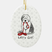 Grappig, laten we gaan! Walk Old English Sheepdog  Keramisch Ornament (Achterkant)