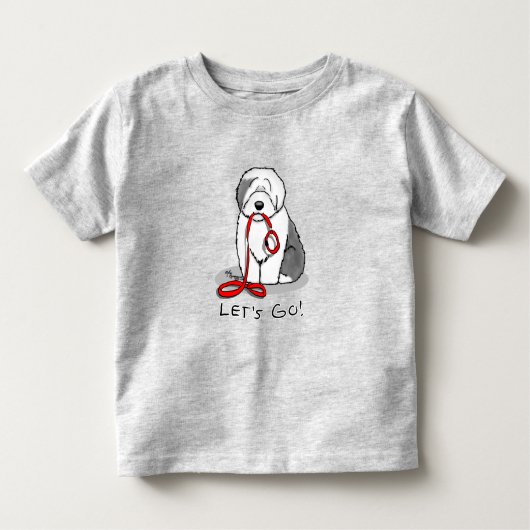 Grappig, laten we gaan! Walk Old English Sheepdog Kinder Shirts (Voorkant)