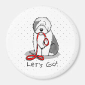 Grappig, laten we gaan! Walk Old English Sheepdog  Magneet (Voorkant)