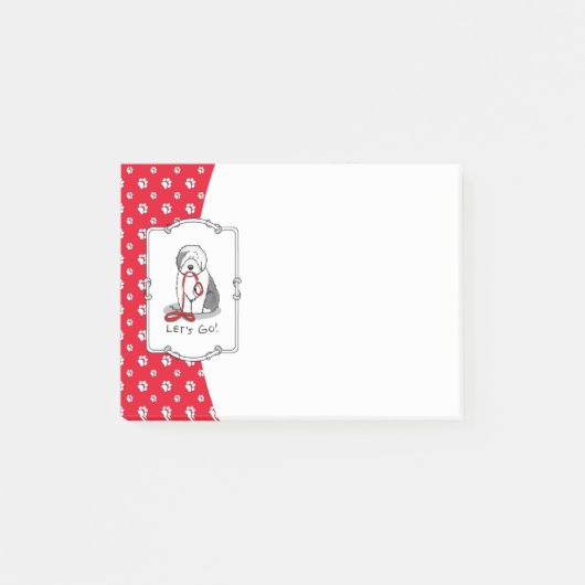 Grappig, laten we gaan! Walk Old English Sheepdog Post-it® Notes (Voorkant)
