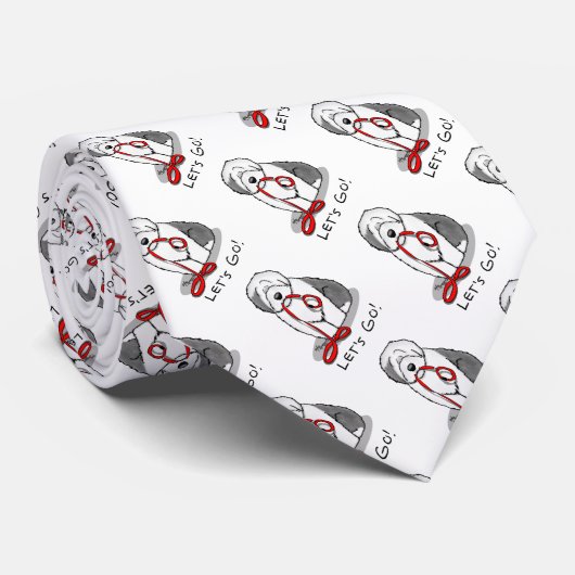 Grappig, laten we gaan! Walk Old English Sheepdog  Stropdas (Opgerold)