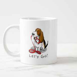 Grappig Laten we gaan! Wandelende Basset Hound (dr Grote Koffiekop