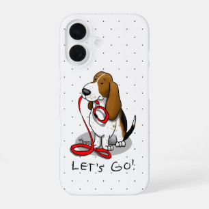 Grappig Laten we gaan! Wandelende Basset Hound (dr iPhone 16 Hoesje