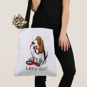 Grappig Laten we gaan! Wandelende Basset Hound (dr Tote Bag