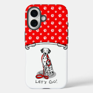 Grappig Laten we gaan! Wandelende Dalmatiër (zwart iPhone 16 Hoesje