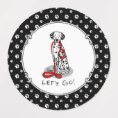 Grappig Laten we gaan! Wandelende Dalmatiër (zwart Labels (Design 1)