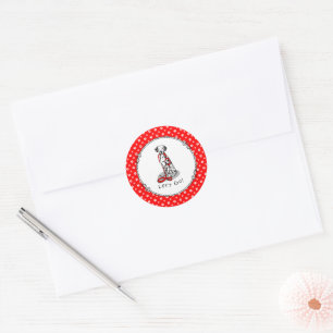 Grappig Laten we gaan! Wandelende Dalmatiër (zwart Ronde Sticker