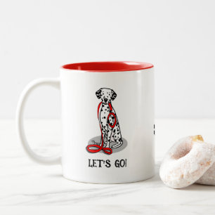 Grappig Laten we gaan! Wandelende Dalmatiër (zwart Tweekleurige Koffiemok
