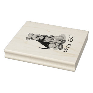 Grappig, laten we gaan! Welsh Terrier Dog met Leas Rubberstempel