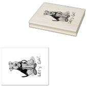 Grappig, laten we gaan! Welsh Terrier Dog met Leas Rubberstempel (Gestempeld)