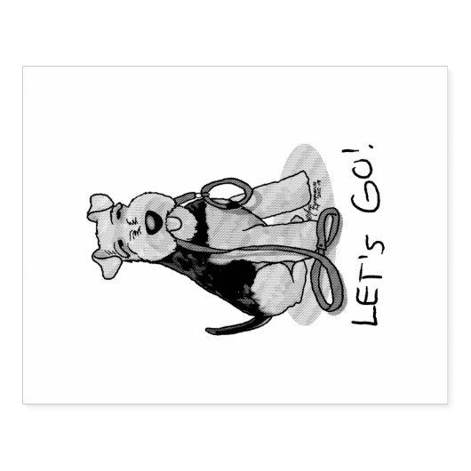 Grappig, laten we gaan! Welsh Terrier Dog met Leas Rubberstempel (Afrduk)