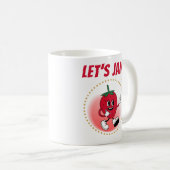 Grappig laten we jam citeren aardbeien cartoon koffiemok (Voorkant rechts)