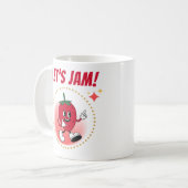 Grappig laten we jam citeren aardbeien cartoon koffiemok (Voorkant links)