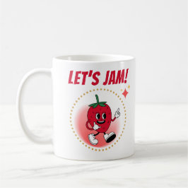 Grappig laten we jam citeren aardbeien cartoon koffiemok