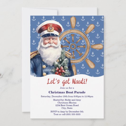 Grappig Laten we Nauti Kerstboot Parade krijgen Kaart (Voorkant)