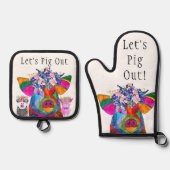 Grappig laten we varken uit ovenwant & pannenlap set (Voorkant)