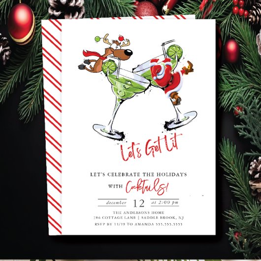 Grappig laten we verlicht vakantie cocktail party kaart