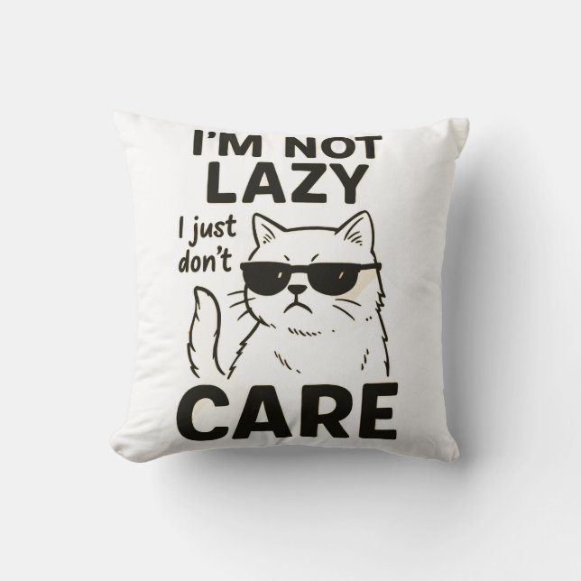 "Grappig Lazy Cat Shirt - Ik ben niet lui Ik gewoo Kussen (Voorkant)