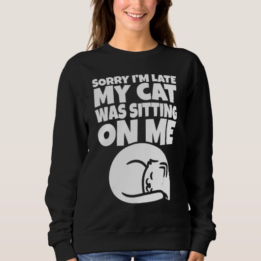 Grappig Lazy Cat, sorry dat ik te laat ben... mijn Trui (Voorkant)