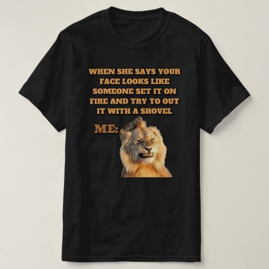 Grappig Leeuw Meme T-shirt Ontwerp (Design voorkant)