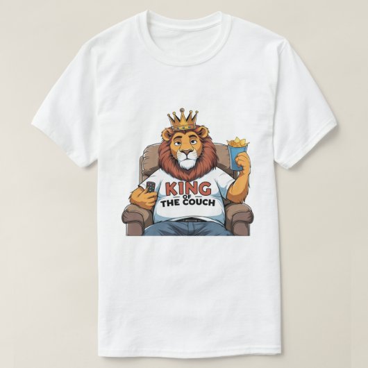 Grappig Leeuw Papa T-Shirt - Koning van de bank (Design voorkant)