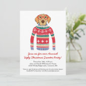 Grappig Lelijk Kerst Sweater Party Schattige Dog Kaart (Staand voorkant)