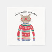 Grappig Lelijk Kerst Sweater Party, Schattigee Kat Servet (Voorkant)