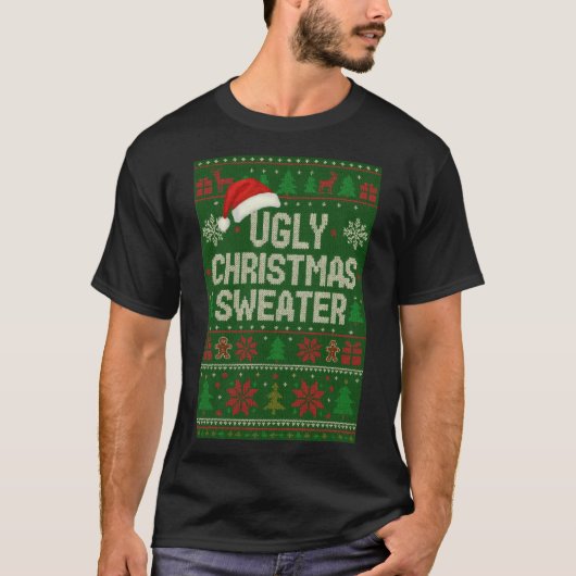 Grappig lelijk kerst-trui T-shirt | Santa hoed (Voorkant)