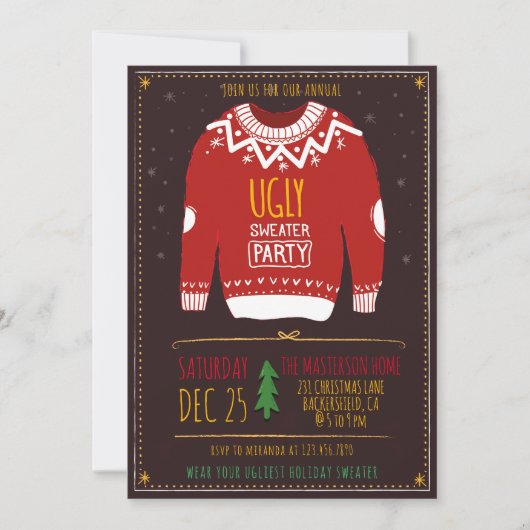 Grappig lelijk trui kerstfeest kaart (Voorkant)