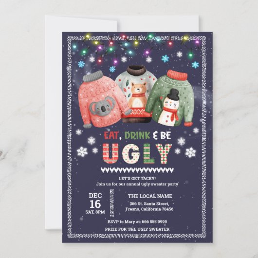 Grappig lelijk trui kerstfeest kaart (Voorkant)