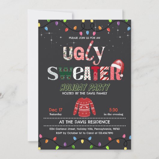 Grappig Lelijk Trui Kerstfeest Kaart (Voorkant)