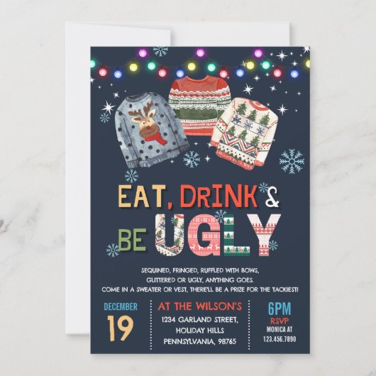 Grappig Lelijk Trui Kerstfeest Kaart (Voorkant)