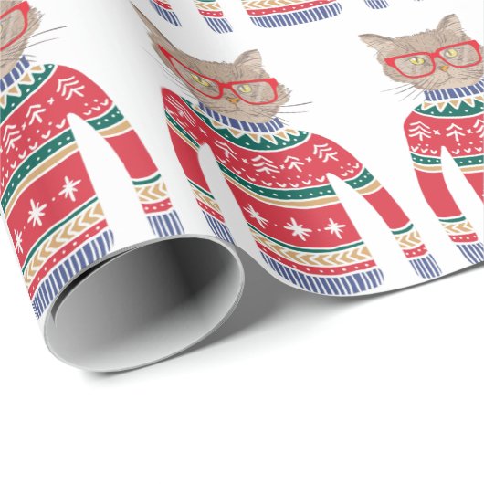 Grappig lelijke kerstkeuken, Cute Cat Lover Cadeaupapier (Rol Hoek)