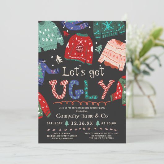 Grappig lelijke zweterige kerst met grijs oog kaart (Staand voorkant)