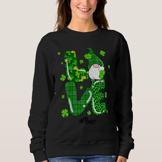 Grappig Leopard Iers Groen Plaid Bier Gnoom St Pat Trui (Voorkant)